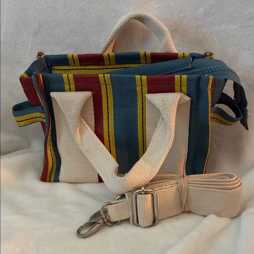 VGUC  Striped Multicolor Canvas Tote Bag